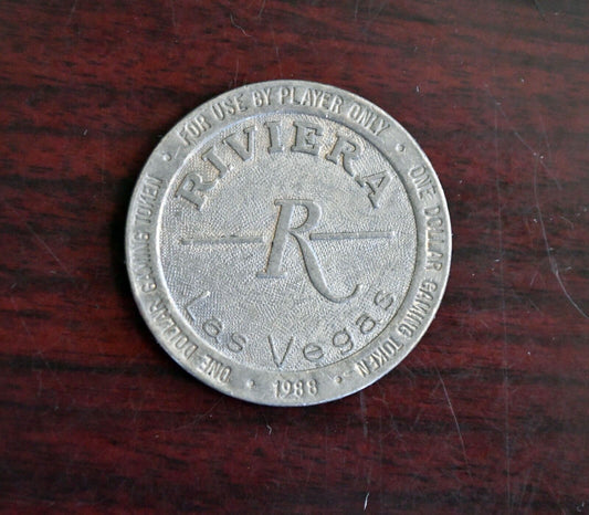 1988 Riviera Hotel Casino One Dollar Gaming Slot Token Las Vegas Nevada Original