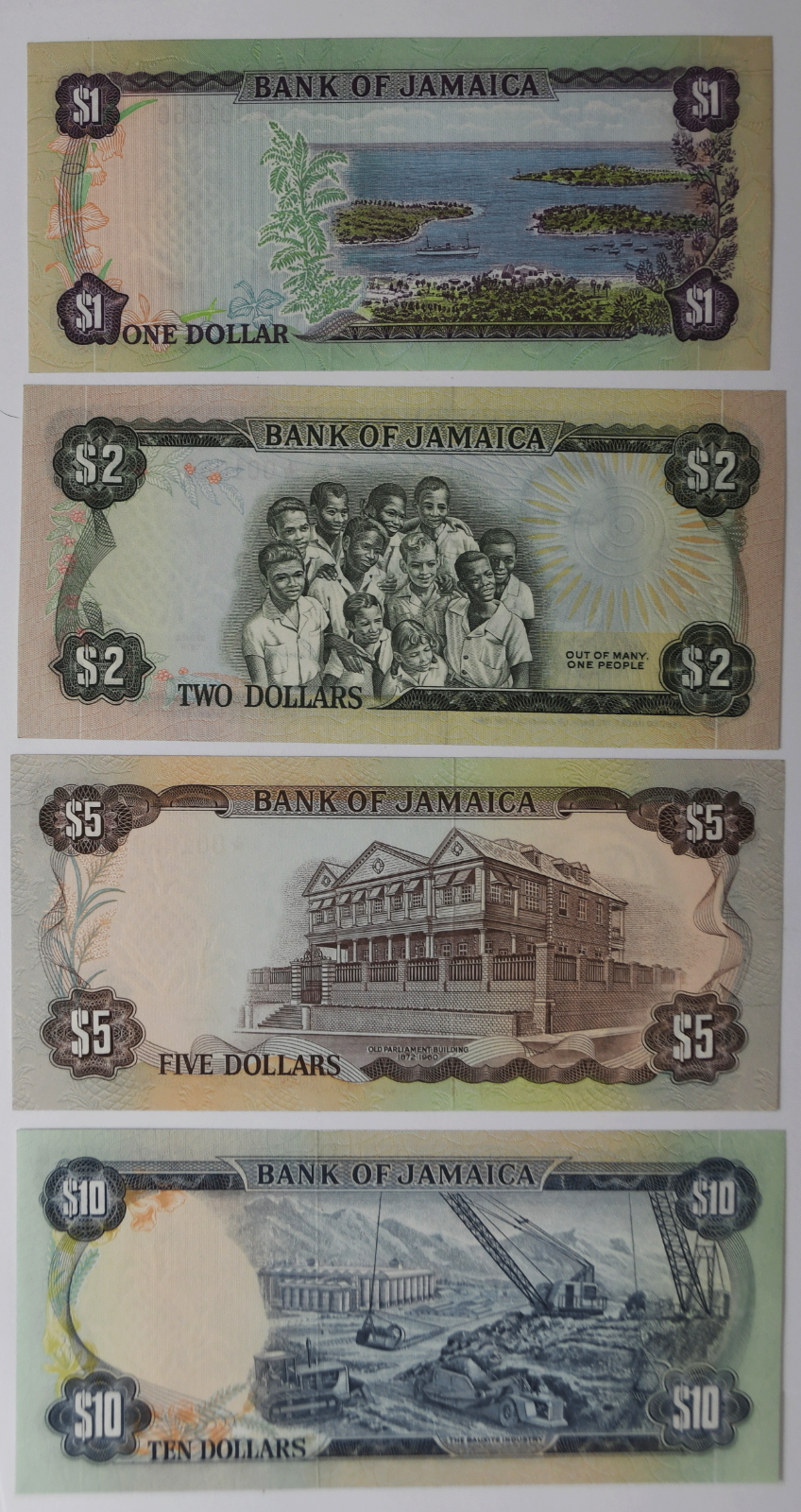 1978 Jamaica $1 $2 $5 & $10 Collector Series Specimen Star Notes *001060 Set