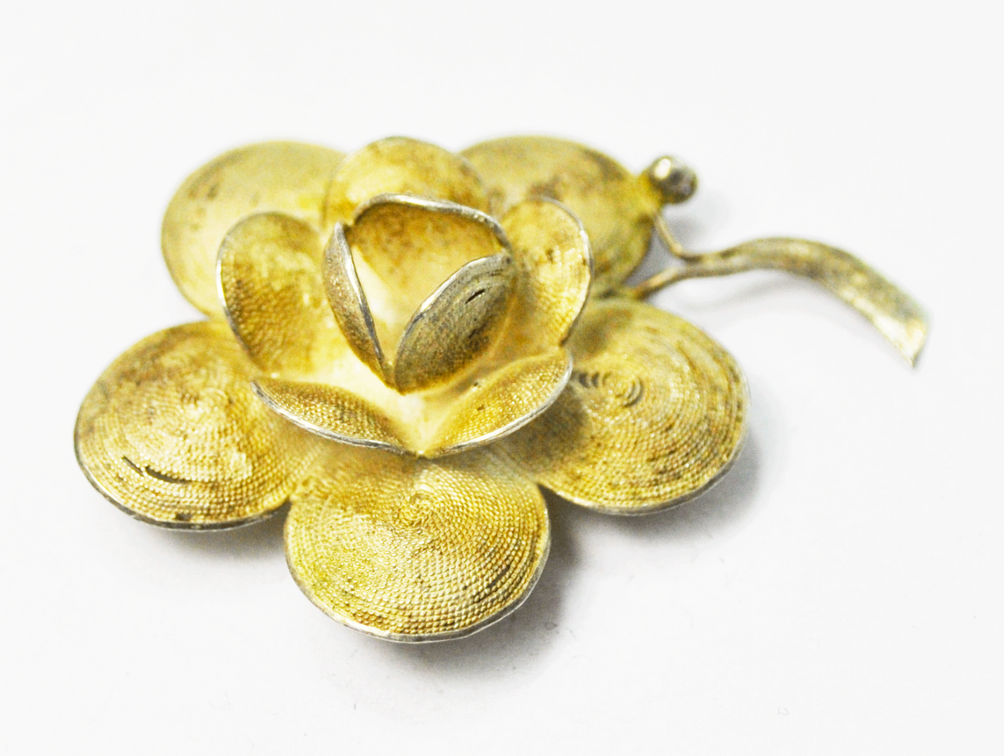 Sterling Silver Hermann Siersbol Solid Flower Wire Coil Look Brooch Pin 1-3/4"