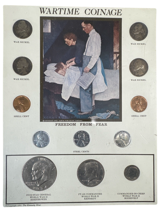 Vintage 1974 Kennedy Mint Wartime Coinage Freedom from Fear Framed