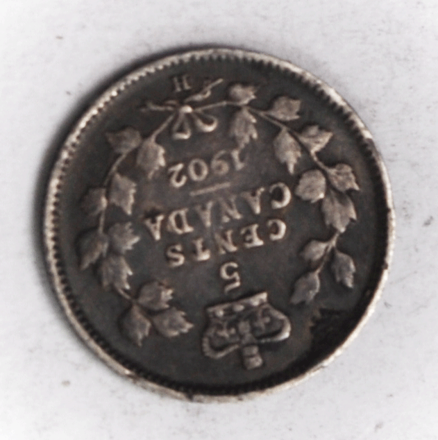 1902 Canada 5c Silver Five Cents KM# 13