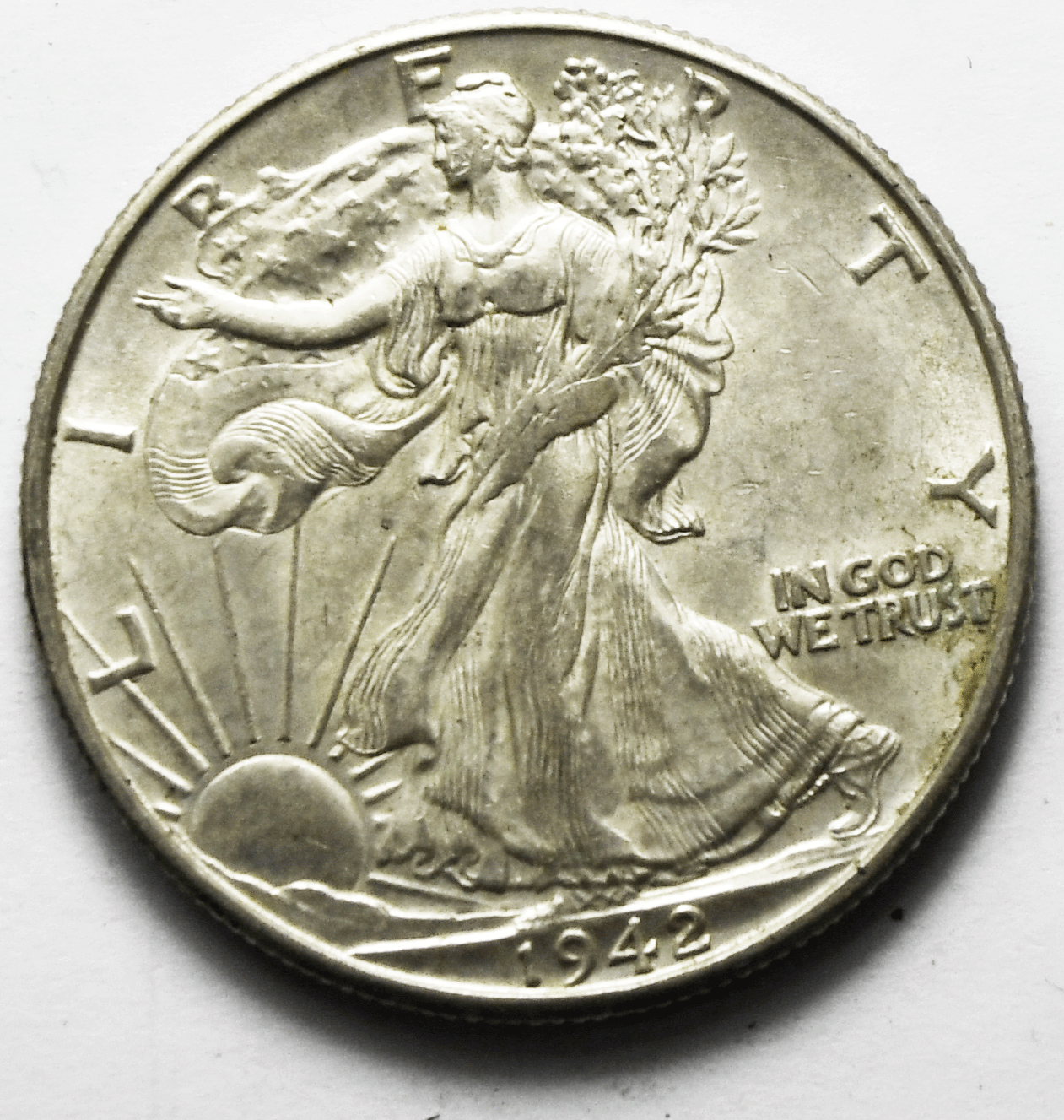 1942 D 50c Walking Liberty Silver Half Dollar Fifty Cents Denver AU