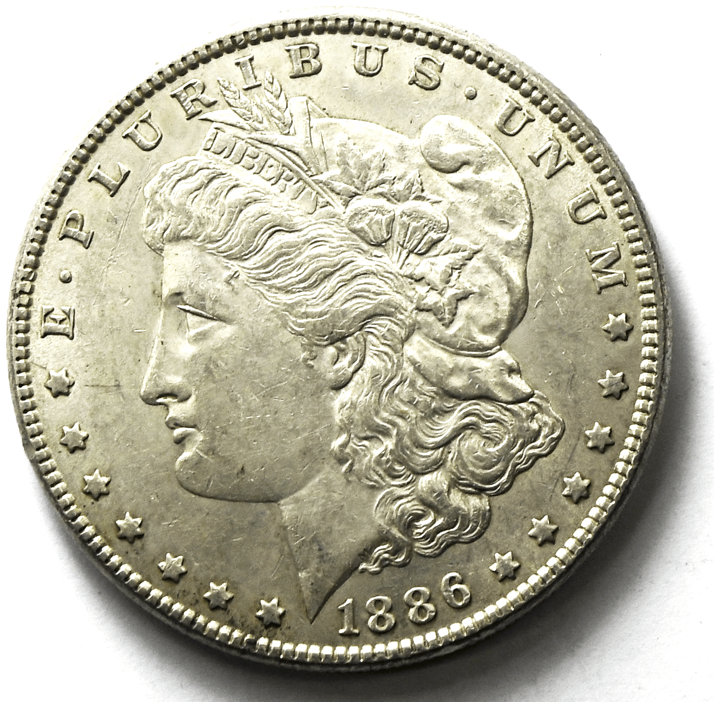 1886 $1 Morgan Silver One Dollar US Coin Philadelphia AU