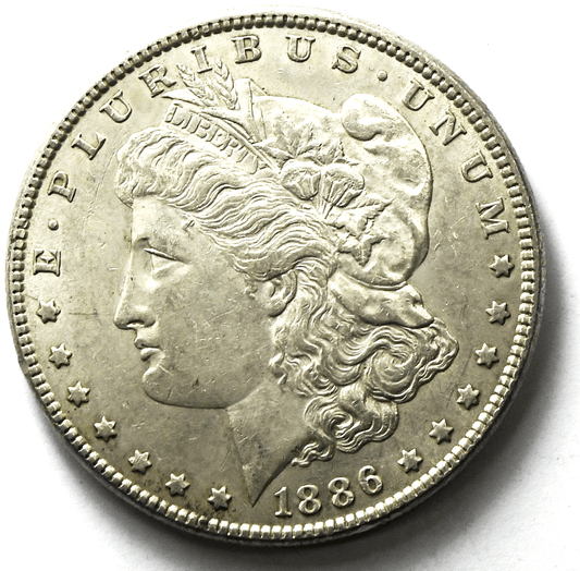 1886 $1 Morgan Silver One Dollar US Coin Philadelphia AU