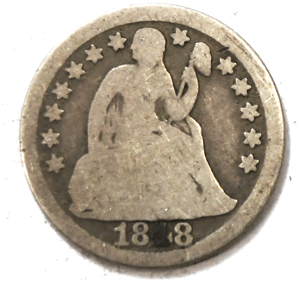 1848 10c Seated Silver Dime Ten Cents Philadelphia