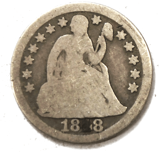 1848 10c Seated Silver Dime Ten Cents Philadelphia