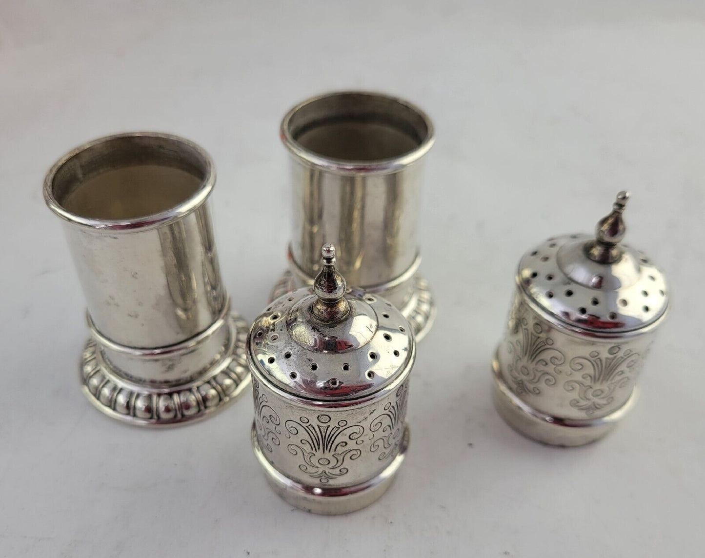 Antique Lunt Sterling Silver 4" Salt and Pepper Shakers 2.9oz
