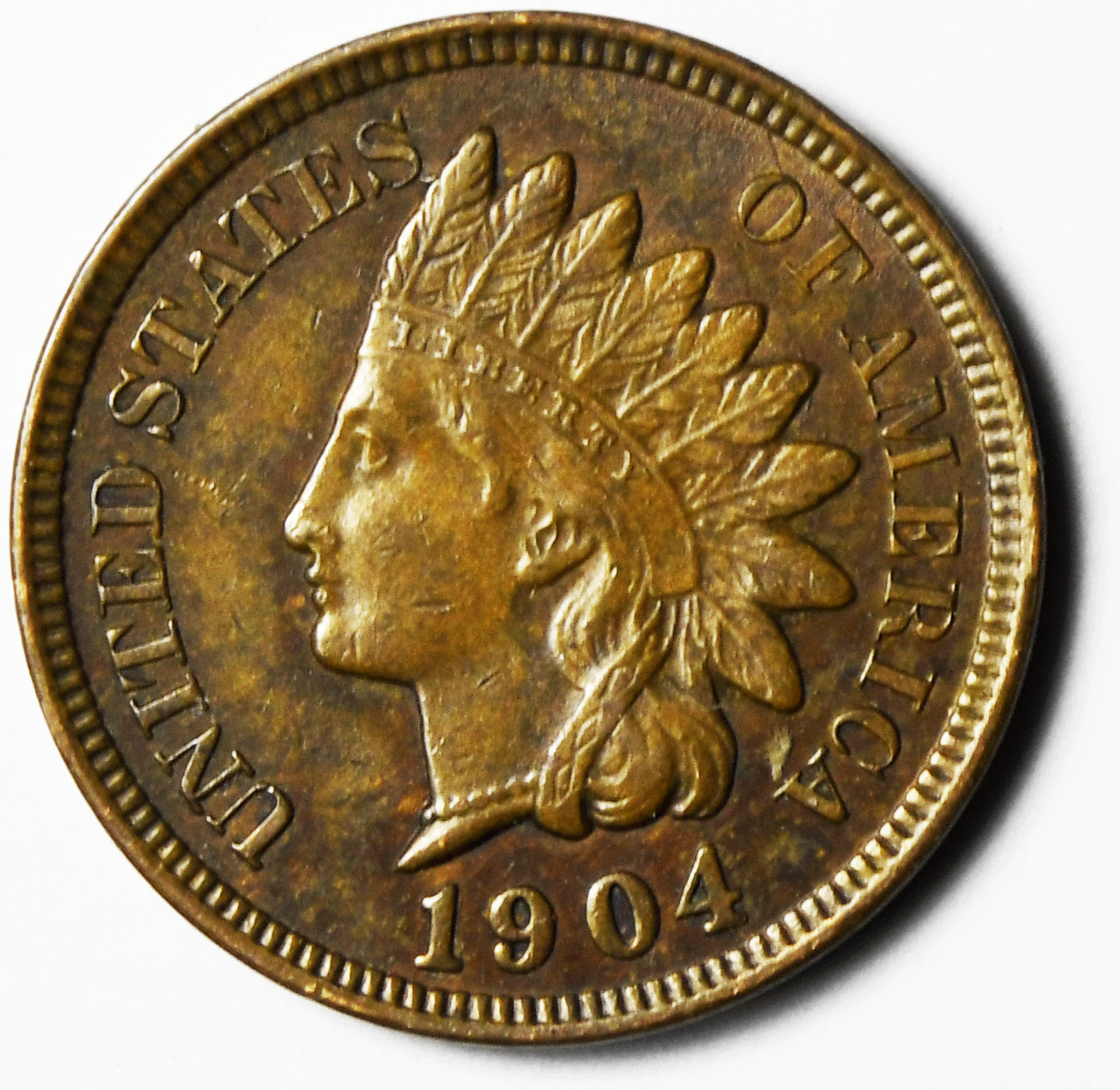 1904 1c Indian Head Penny One Cent US Philadelphia AU
