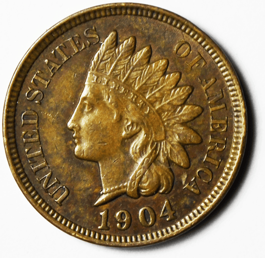 1904 1c Indian Head Penny One Cent US Philadelphia AU