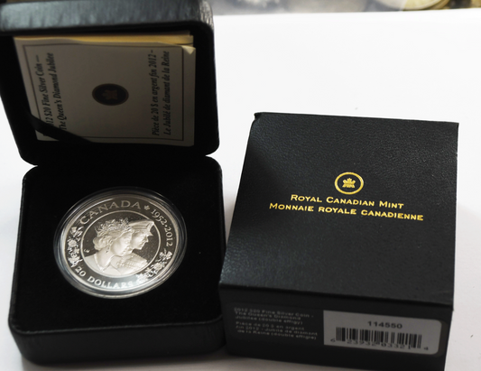 2012 Canada $20 Queen's Diamond Jubilee .9999 Silver 1oz Proof Silver Coin