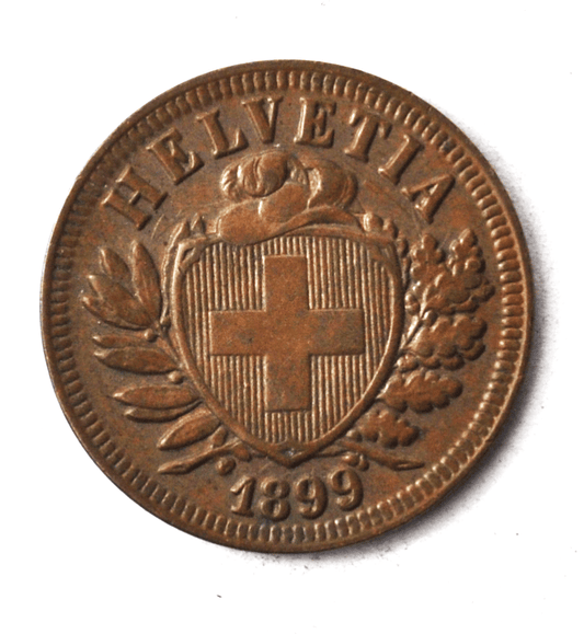 1899 Switzerland 2 Two Rappen KM# 4.2 Bronze Coin