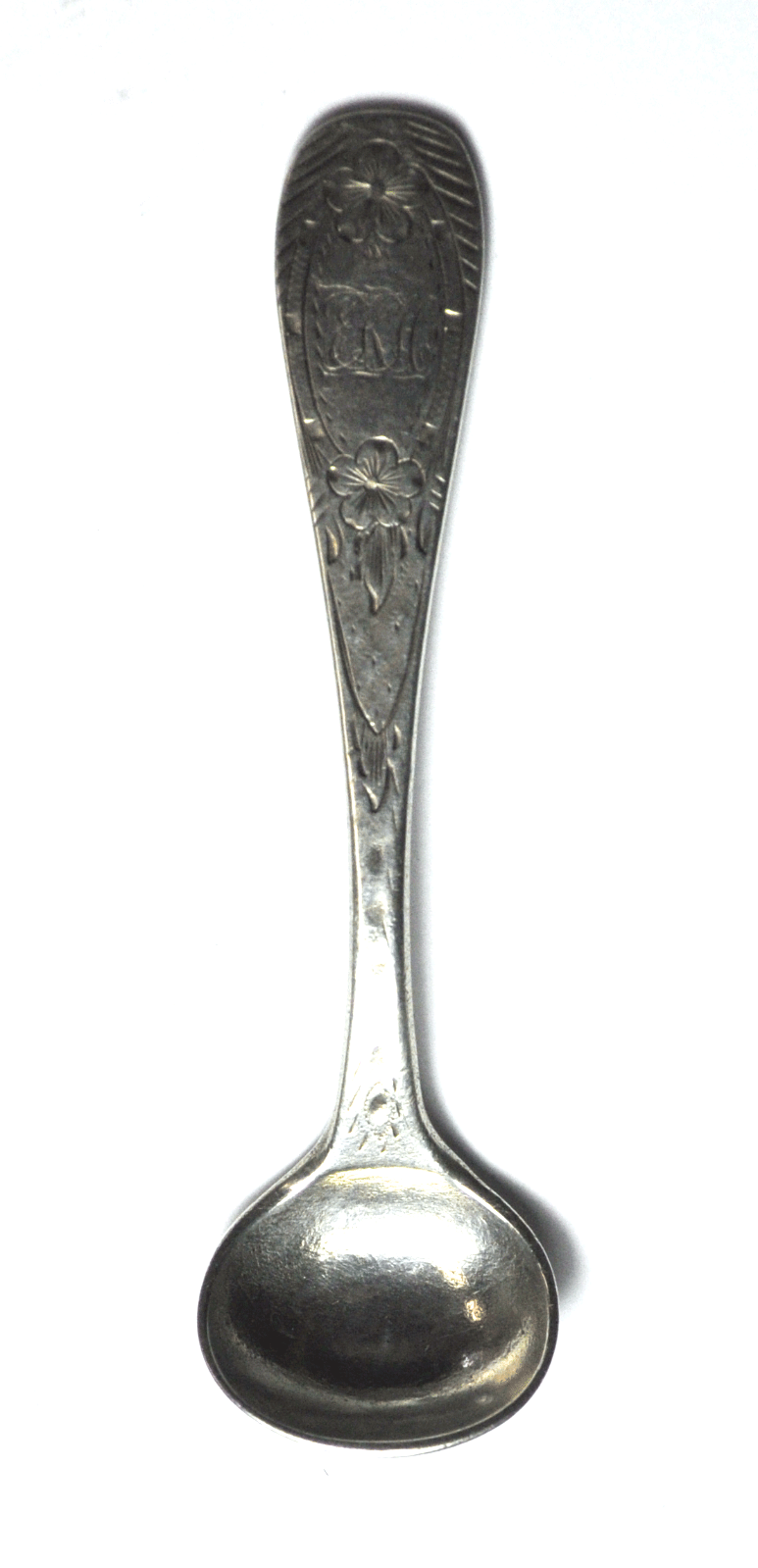 Sterling  Coin Silver Antique PB Sadtler Mustard Chocolate Mono Spoon 3-3/4"