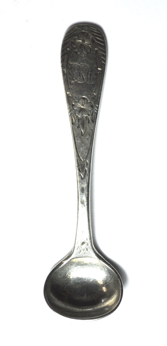 Sterling  Coin Silver Antique PB Sadtler Mustard Chocolate Mono Spoon 3-3/4"