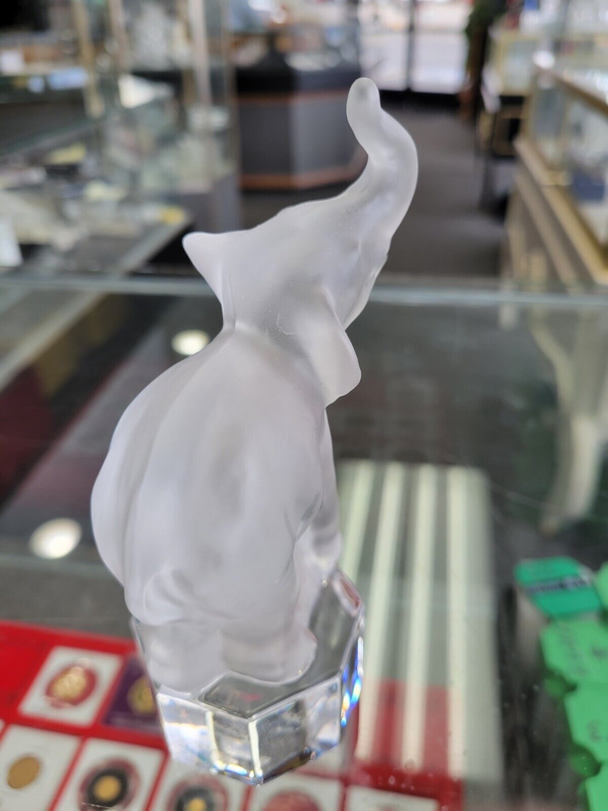 Elephant Frosted Crystal Clear Glass Figurine Paperweight Goebel Germany Vtg