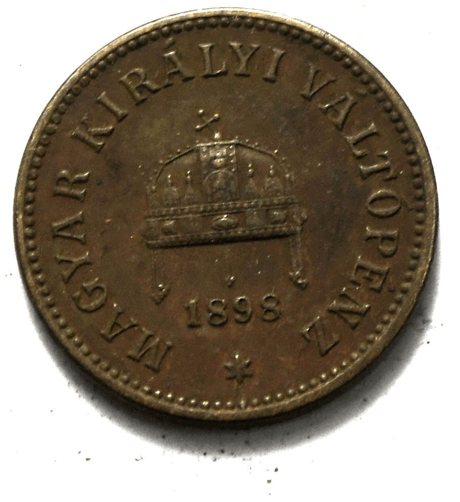 1898 KB Hungary 2 Fillér KM# 481 Two Filler Bronze Coin