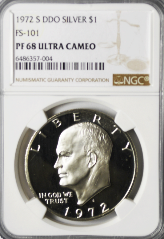 1972 S DDO $1 Eisenhower Silver Dollar NGC PF68 Ultra Cameo FS-101 Double Die