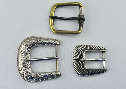 Set of 3 Vintage Belt Buckle Nickel Plated and Brass