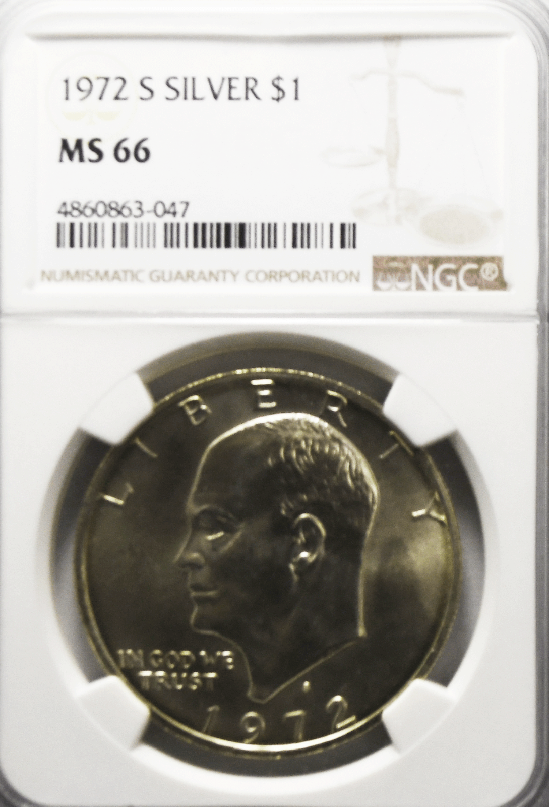 1972 S $1 Eisenhower Silver Dollar NGC MS66 Brilliant Uncirculated San Francisco