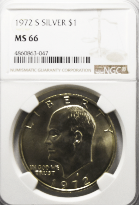 1972 S $1 Eisenhower Silver Dollar NGC MS66 Brilliant Uncirculated San Francisco