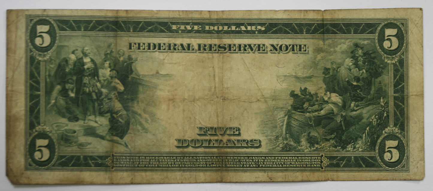 1914 $5 Federal Reserve Note K27569398A Dallas TX Fr#947