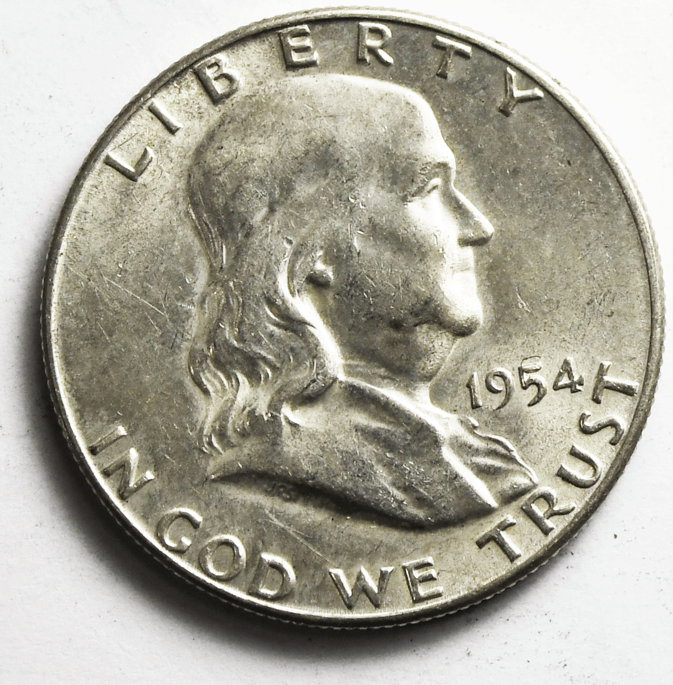 1954 S 50c Franklin Silver Half Dollar Fifty Cents San Francisco AU