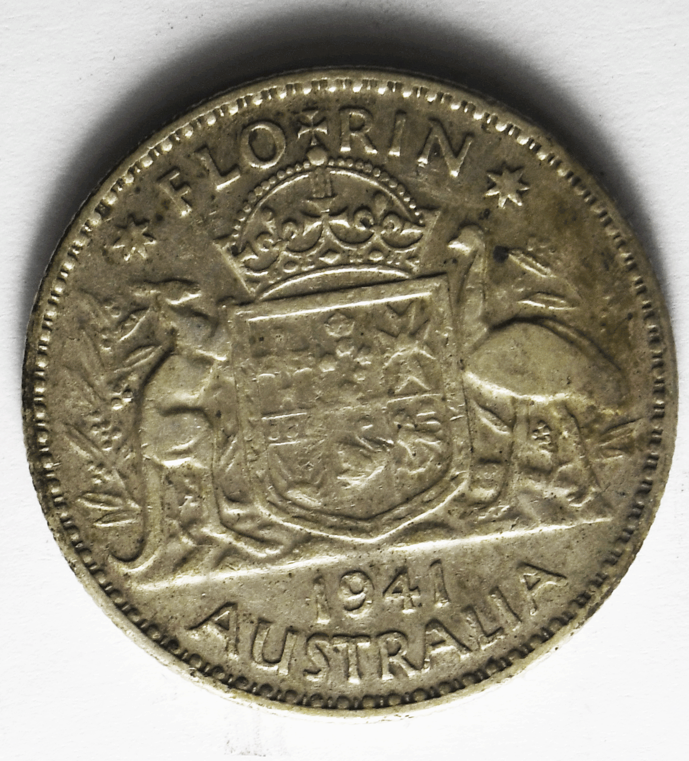 1941 Australia Florin Silver Coin KM# 40