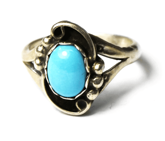 Sterling Silver Princess Turquoise Oval Solitaire Ring 14mm Size 5