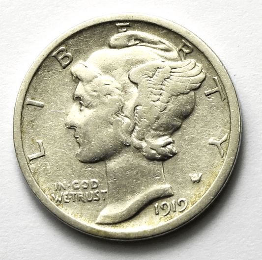 1919 D 10c Mercury Silver Dime Rare Ten Cents Denver