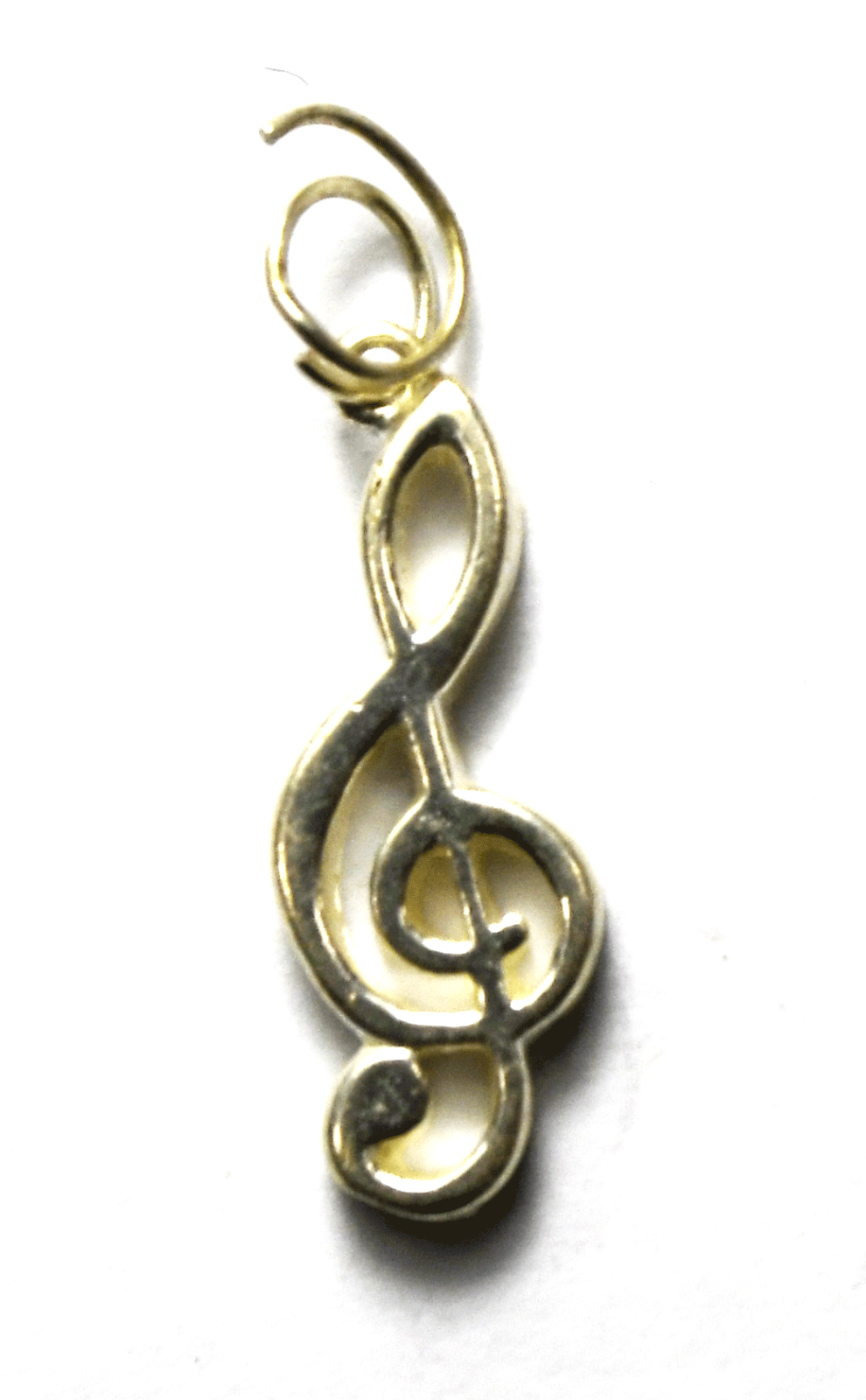 Sterling Cellini Treble Clef Musical Note Charm  26mm x 10mm