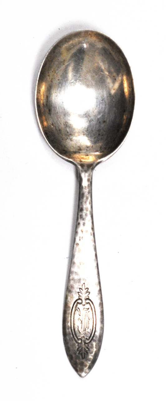 Sterling Silver International Hammered Van Dyke Baby Spoon Monogrammed 4-3/8"