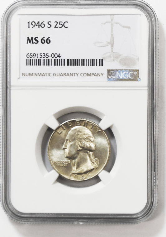 1946 S 25c Washington Silver Quarter Dollar NGC MS66 BU San Francisco