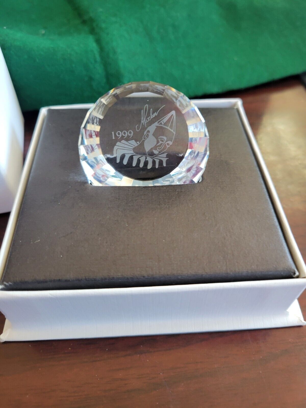 1999 Swarovski Crystal Art SCS Paperweight Masquerade Pierrot Gala Plaque Boxed