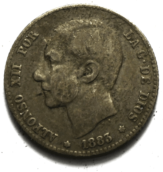 1883 (83) MS-M Spain One Peseta Silver Coin KM# 686
