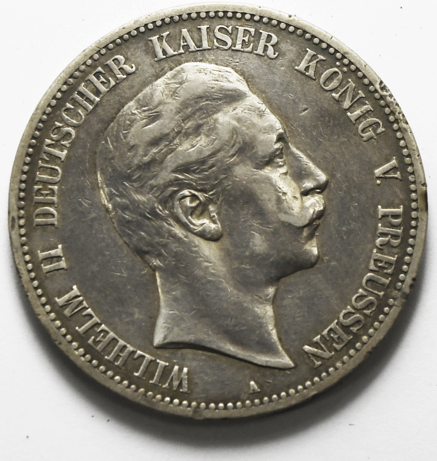 1908 A German States Prussia 5 Five Mark Silver Coin KM# 523
