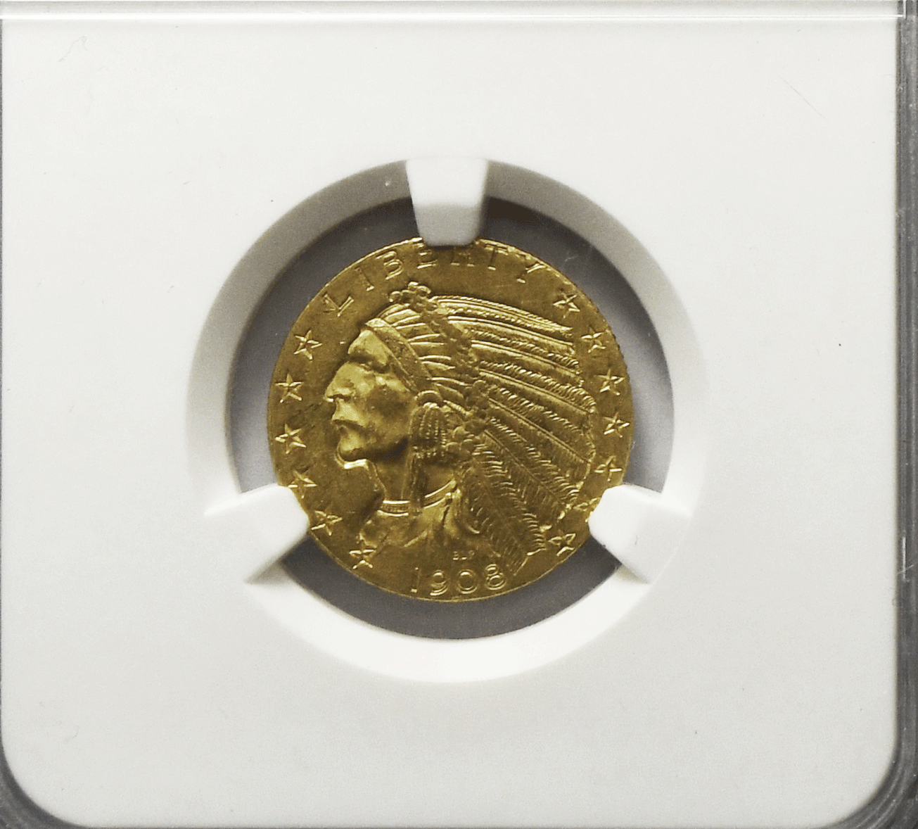 1908 $5 Indian Head Quarter Eagle Gold Philadelphia NGC MS62 Uncirculated