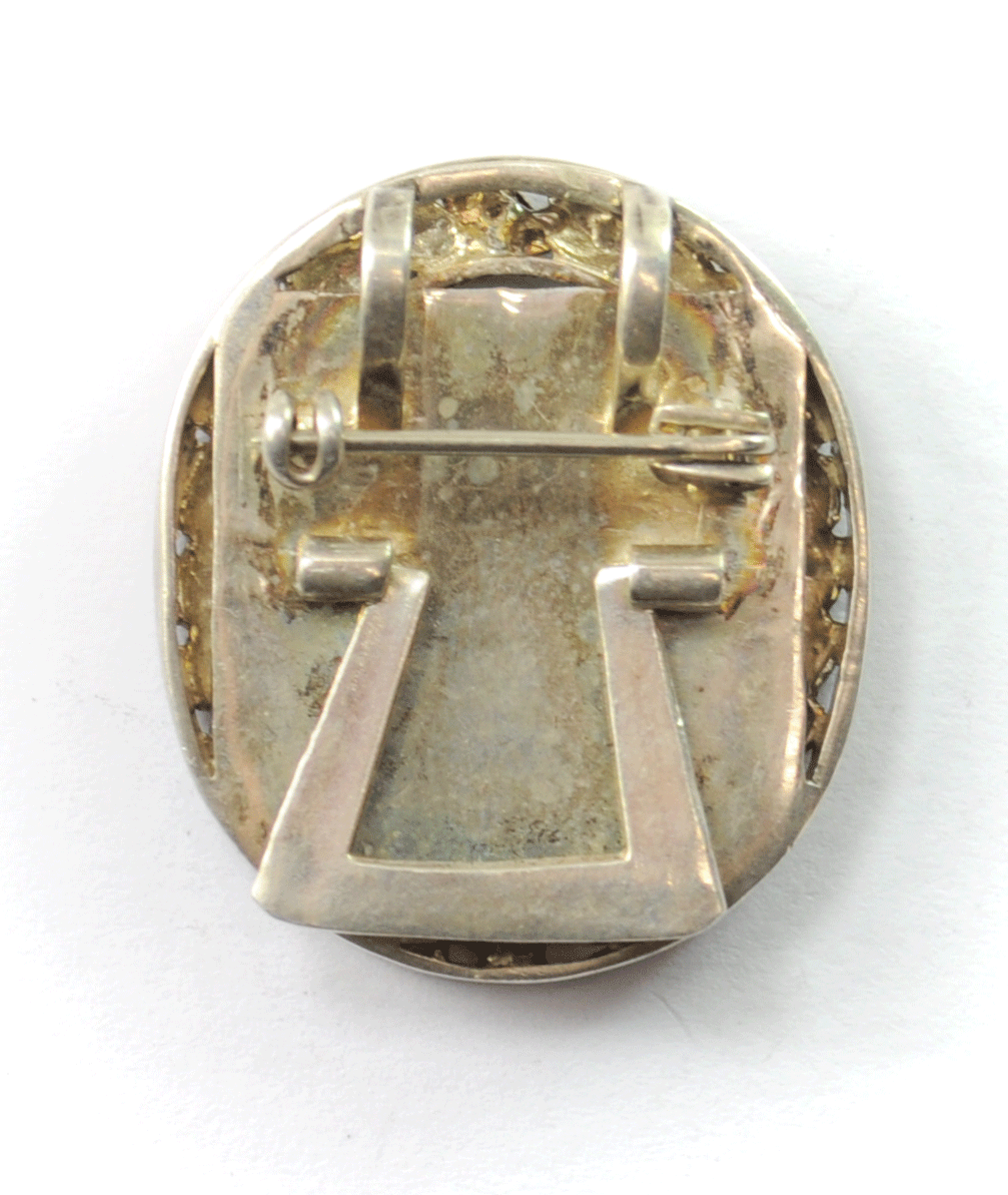 Sterling & 10k Gold Halo Picture Frame Stand Pendant Pin 30mm x 26mm IK