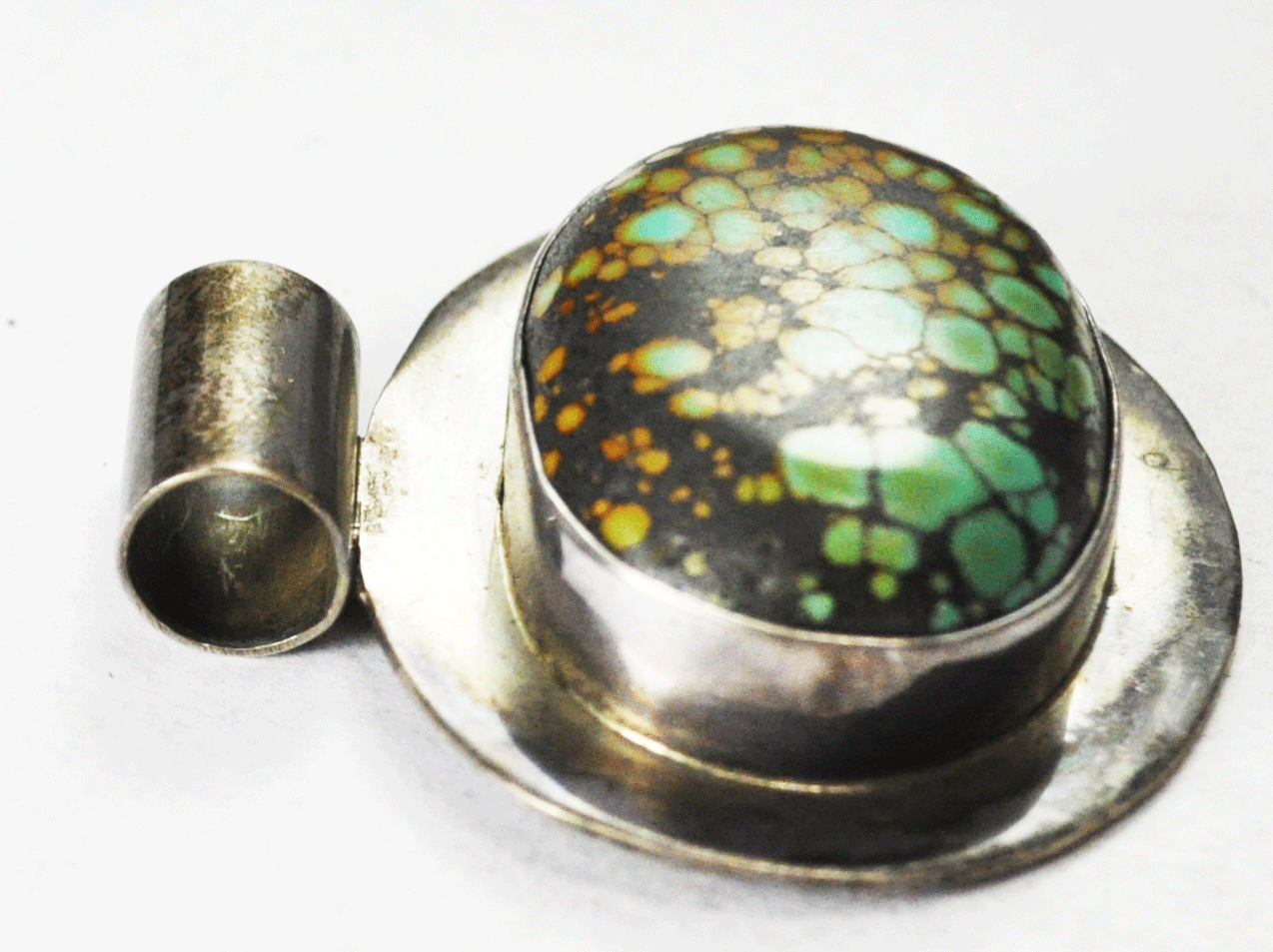 Sterling Silver Number 8 Oval Turquoise Slider Pendant 42 x 43mm