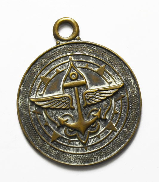 Vintage Navy Winged Sun Round Pendant Charm 35mm Medal