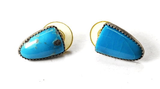 Sterling Turquoise Gumdrop Triangle Earrings 20mm x 14mm