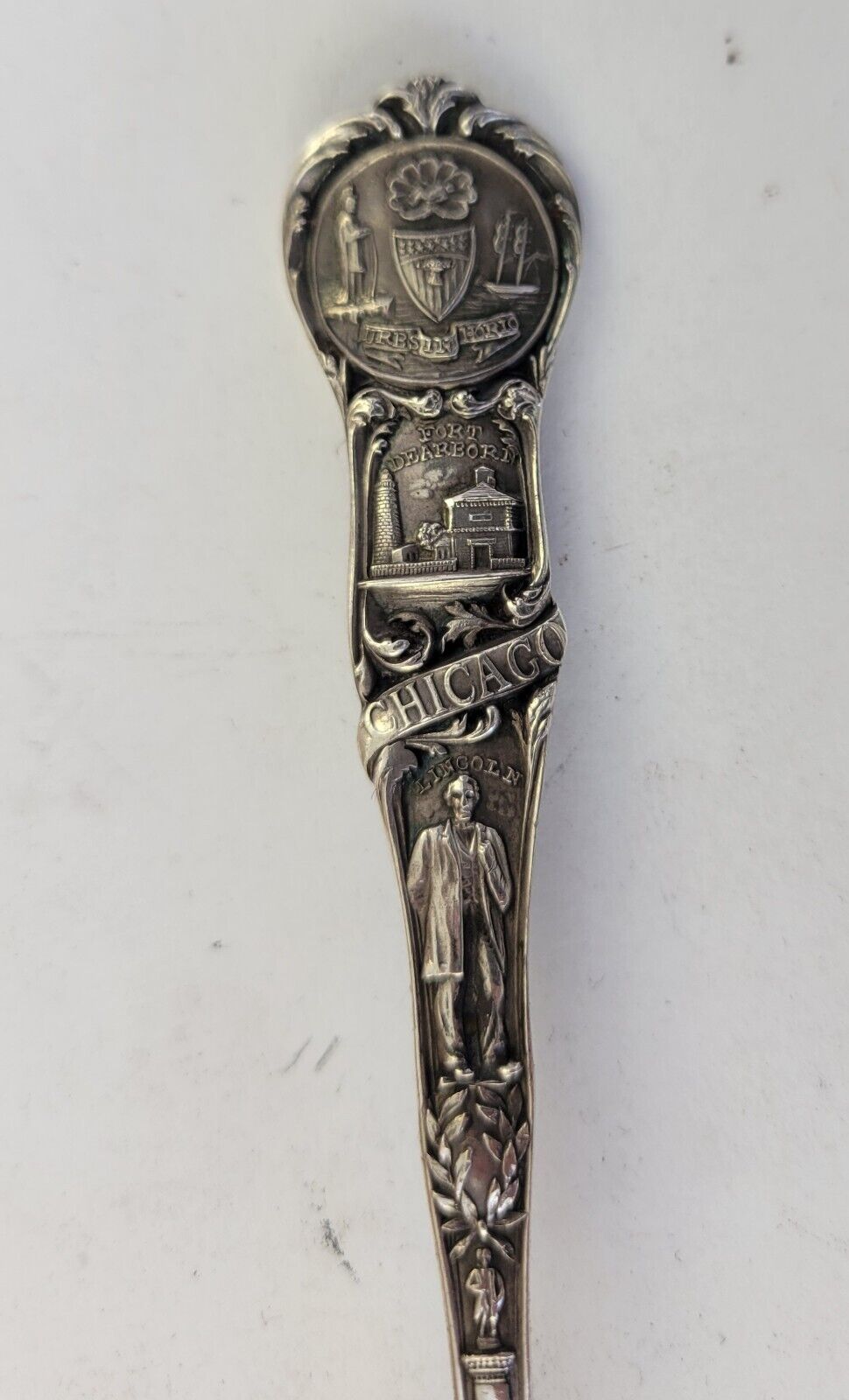 Chicago University 5 1/8" Sterling Silver Souvenir Spoon .56oz. by Mechanics