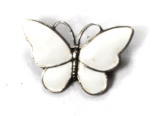 Sterling Silver S Christian Fogh White Enamel Butterfly Brooch Pin 36mm x 24mm