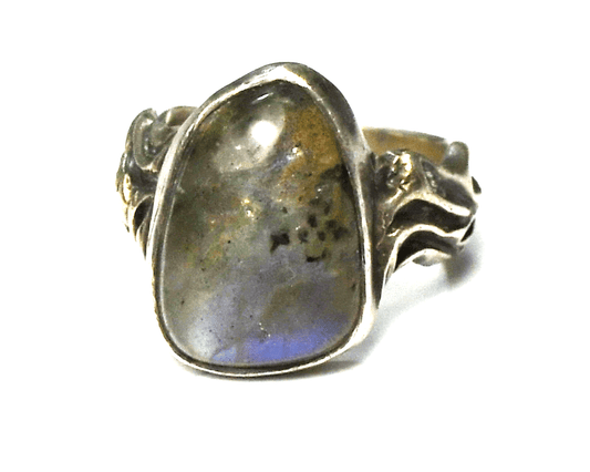 Sterling Silver Signed Labradorite Ring 18mm Size 6-1/2