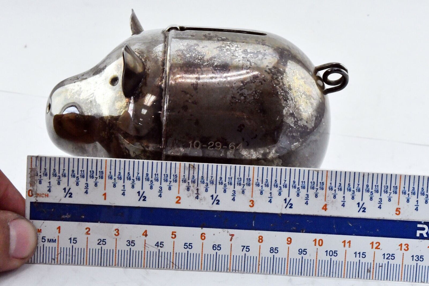 1964 Napier Silver Plate Piggy Bank 4 1/4"