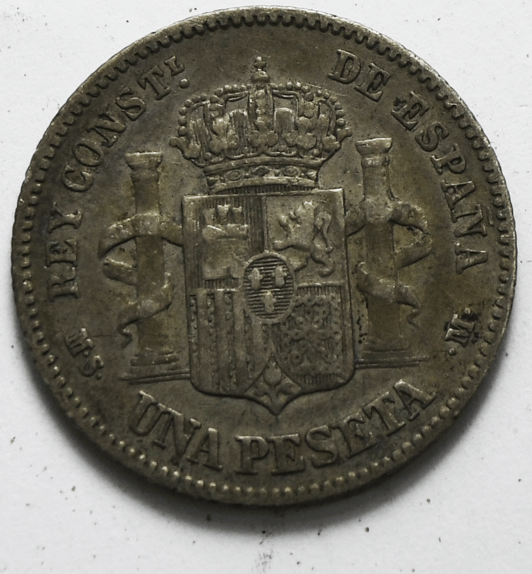 1883 (83) MS-M Spain One Peseta Silver Coin KM# 686