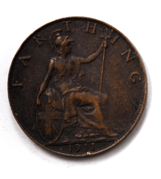 1911 1F Great Britain Farthing Bronze Coin