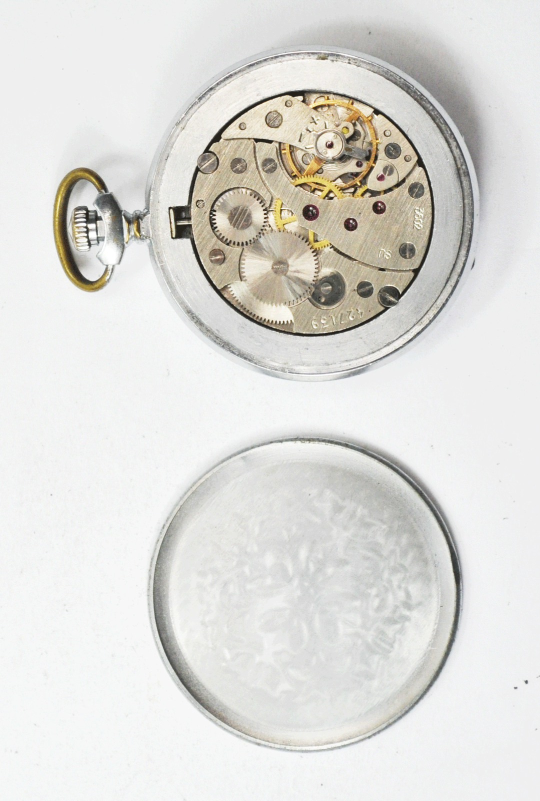 Vintage Russian Cosmonaut Dial Pocket Watch Space 50mm Hunters Case Running