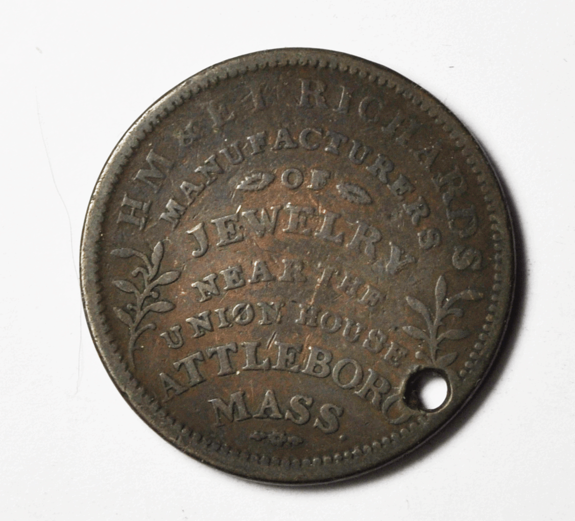 HM EI Richards Copper Hard Times Token HT#150 28.5mm Jewelry Attleboro MA 1834