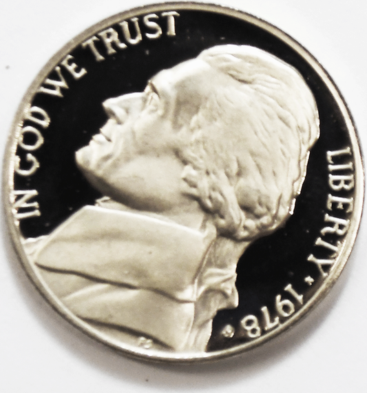 1978 S 5c Jefferson Proof Nickel Five Cents Uncirculated From Proof Set