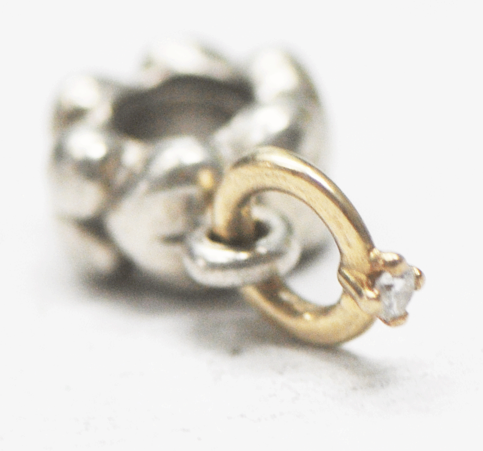 Pandora Sterling Heart & 14k Solitaire I Do Diamond Ring Dangle Charm 790999D