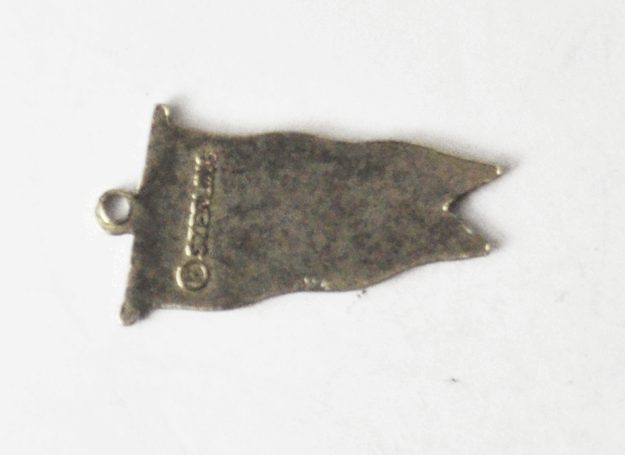 Vintage Sterling FORTS Shawnee Mission SM South Green Yellow Enamel Charm 21mm